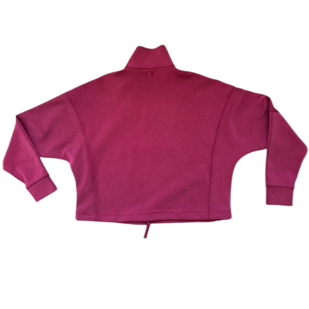 Sweaty Betty Cropped Half Zip Sweatshirt Dolman Sleeve Soft Scuba Pink Women M - Picture 2 of 11